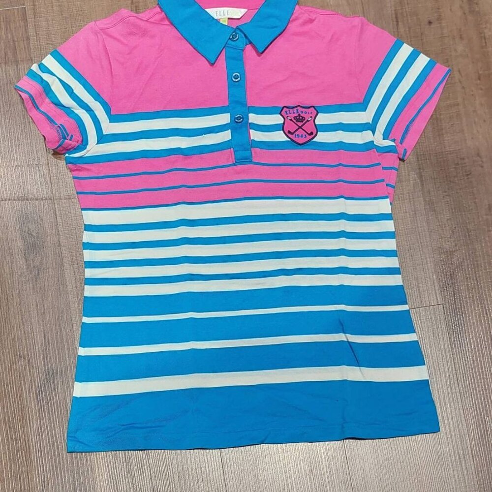 Pink And Blue Striped Polo Shirt - Picture 3 of 3